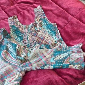 Colorful Paisley Tank Top with blouse 2 PC